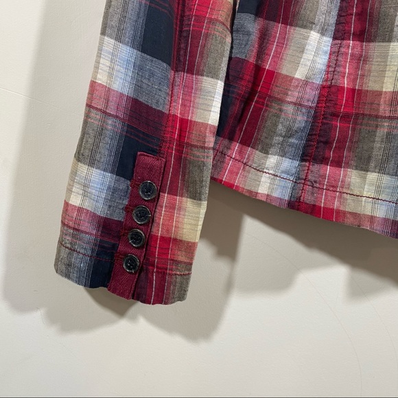 Y2K Free People Liberty Plaid Lightweight Blazer 2 - Picture 7 of 14